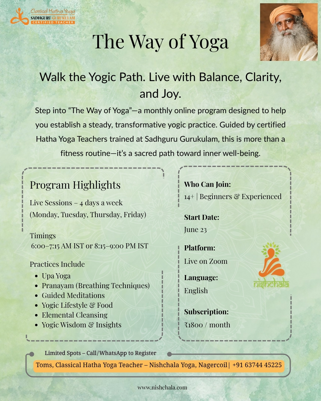 The Way of Yoga – Monthly Online Program
