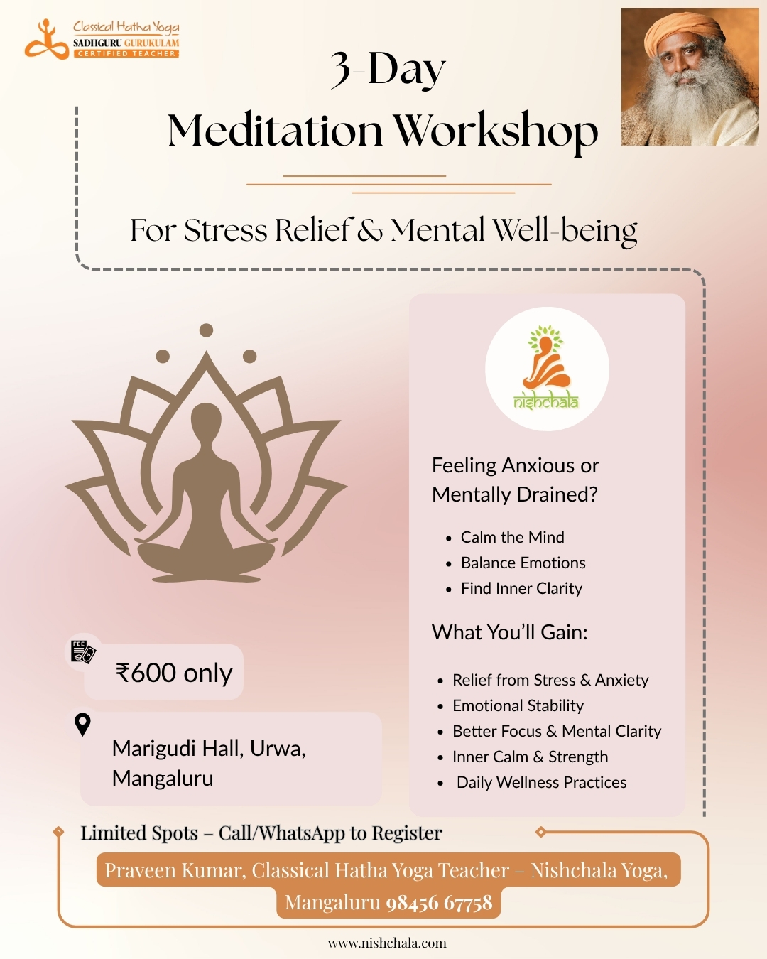 Meditation for Inner Peace – JuLY 7 – 9