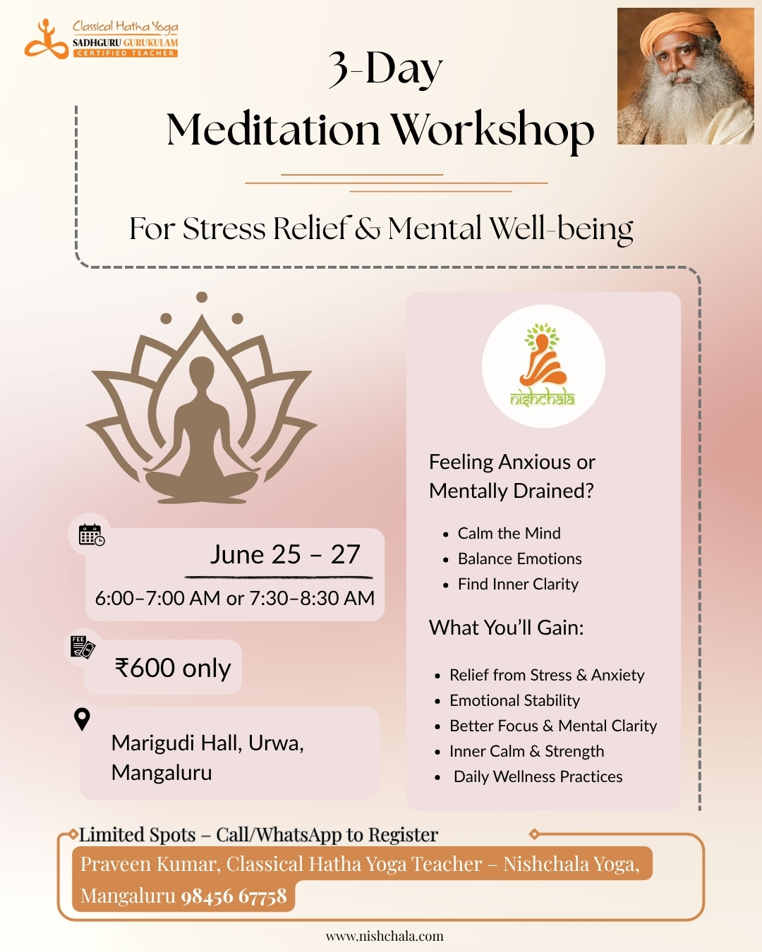 Meditation for Inner Peace – June 25–27