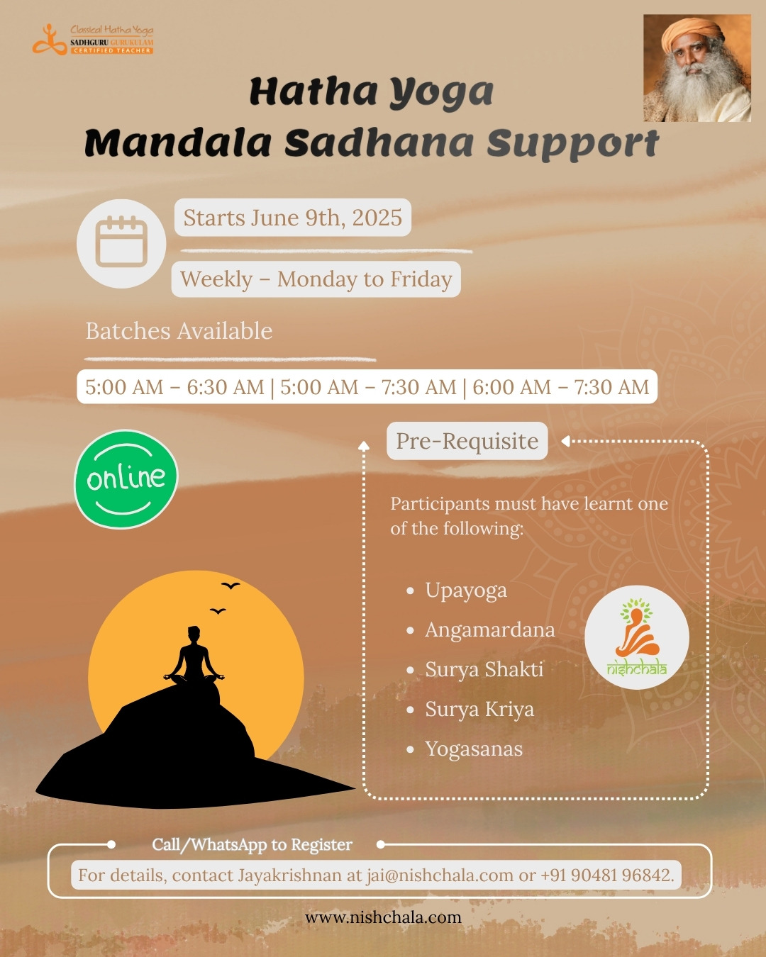 Hatha Yoga – Mandala Sadhana Support (Online Program)