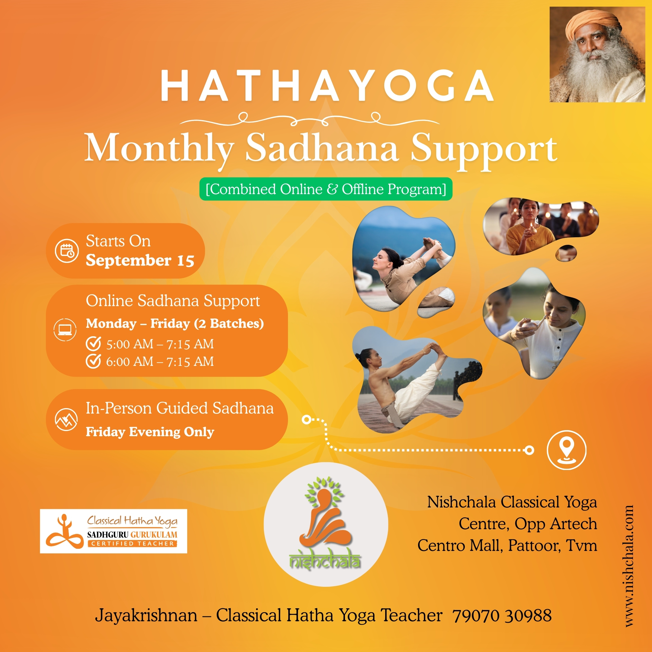 Hathayoga Monthly Sadhana Support (Online & Offline Combined program)